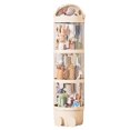 thumbnail image 3 of Riforla Vertical Toy Storage Tube with LED Strip Vertical Toy Storage Tube New Stuffed Animal Storage Tube Vertical Stuffed Animal Tube Doll Storage Tube with 360° Rotation Wheels with Lid Beige, 3 of 3