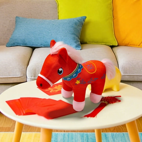 Cute Doll Toy - Soft Unisex Horse Plush, Sleep Companion with Auspicious Meaning, Gift for Home Decor, Red, JKODE