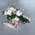 thumbnail image 3 of pitrice Wedding Hand Bouquet Bridal Holding Hand Tied Hand Tied Artificial Flowers White + Light Pink, 3 of 9