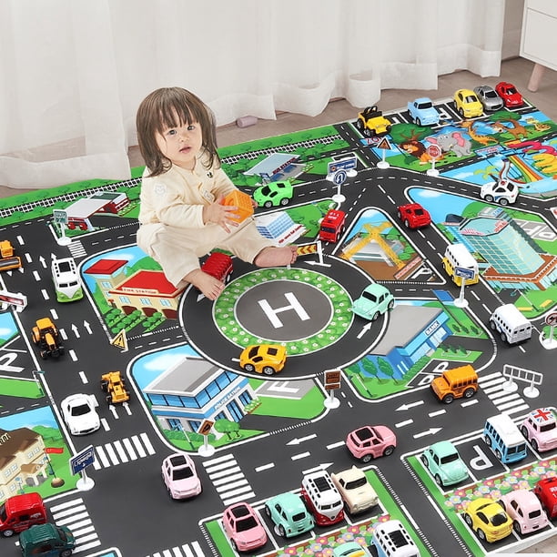 40 Pièces Mini Voiture Jeu Tapis - Jouet Éducatif Enfant Avec Carte De 40 Pièces Mini Voiture Jeu Tapis - Jouet Éducatif Enfant Avec Carte De