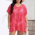 thumbnail image 1 of Pisexur Robe à Manches Courtes à Col en V pour Femme, Robe de Plage Unie à Manches Courtes avec Empiècements Ajourés, Chemise de Couverture Surdimensionnée, Robe à Manches Courtes pour Femme, Jupe pour Femme, 1 of 4