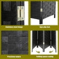 thumbnail image 4 of FDW 4-Panel Room Divider, Folding Privacy Screen Partition for Home Office, Mesh Woven Wood Design, Black, 4 of 7