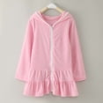 thumbnail image 4 of WEIYLL Robe de Fille Couverture de Bain pour Enfants Fermeture Éclair à Capuche Plage Manches Longues Robe Rose Vêtements 2-3 Ans, 4 of 6