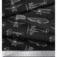thumbnail image 3 of Soimoi Polyester Crepe Fabric Check & Airplane Transport Print Fabric by The Yard 52 Inch Wide, 3 of 3
