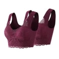 thumbnail image 2 of 2-Pack Women's Lace Bra Plus Size - Wire-Free, 3/4 Cup, Fixed Straps, Comfortable Nylon Spandex Blend, 2 of 8