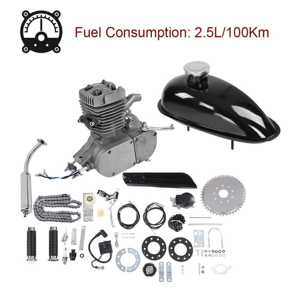 Qiilu Motorized Bike Engine Kit, Motor Engine Bike Kit,50CC Bicycle Engine Kit 2-Stroke Gas Motorized Motor Bike Kit