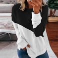 thumbnail image 4 of T-Shirt Ample pour Femme à Manches Longues, Chandail à Enfiler, Haut Patchwork à Col Rond, Blouse pour Usage Quotidien, 4 of 8