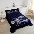 thumbnail image 4 of Erosebridal Ensemble de Literie Imprimé Homard Très Grand, Insert de Couette Animal Océan, Bleu Marine, Réversible 3 Pcs, 4 of 7