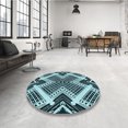 thumbnail image 4 of Ahgly Company Tapis d'Intérieur Ronds Lavables à la Machine, Style Transitionnel, Bleu Lagon Bleu, Tapis de Zone, 6 Pieds Rond, 4 of 7