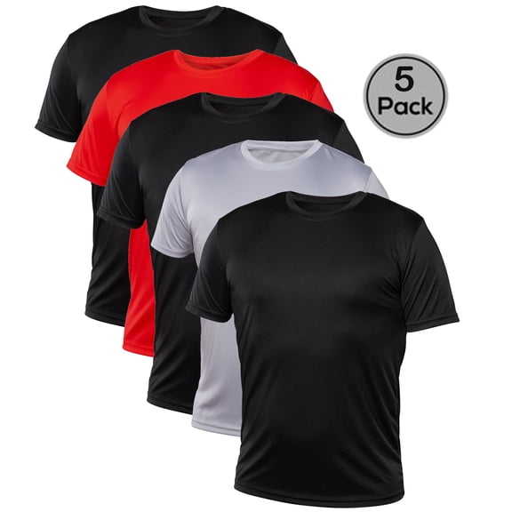 Blank Activewear Lot de 5 T-Shirts pour Hommes, Tissu de Performance à Séchage Rapide