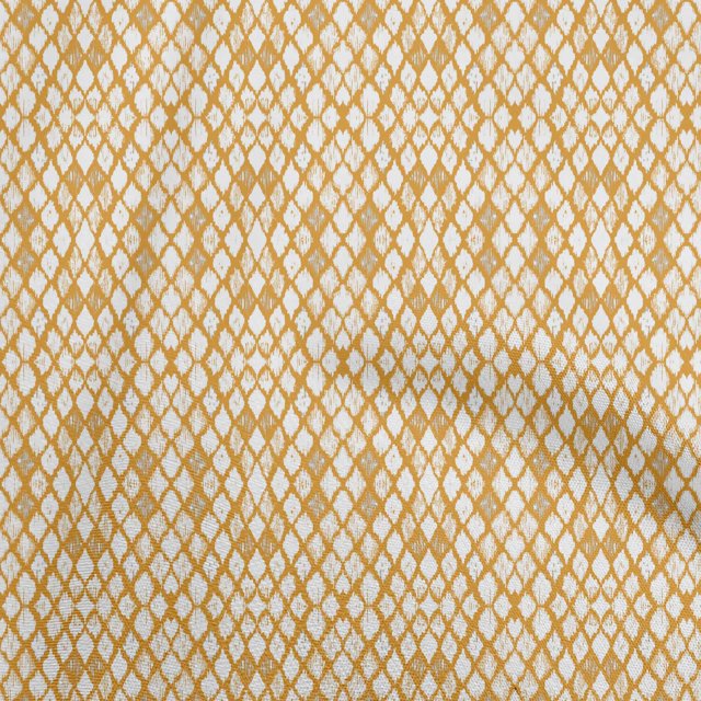 oneOone Polyester Lycra Mustard Yellow Fabric Ikat Craft Projects Decor Fabric Printed By The Yard 56 Inch Wide
