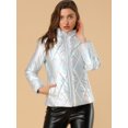 thumbnail image 4 of INSPIRE CHIC Veste Matelassée Courte Métallisée à Fermeture Éclair Holographique pour Femme, 4 of 6