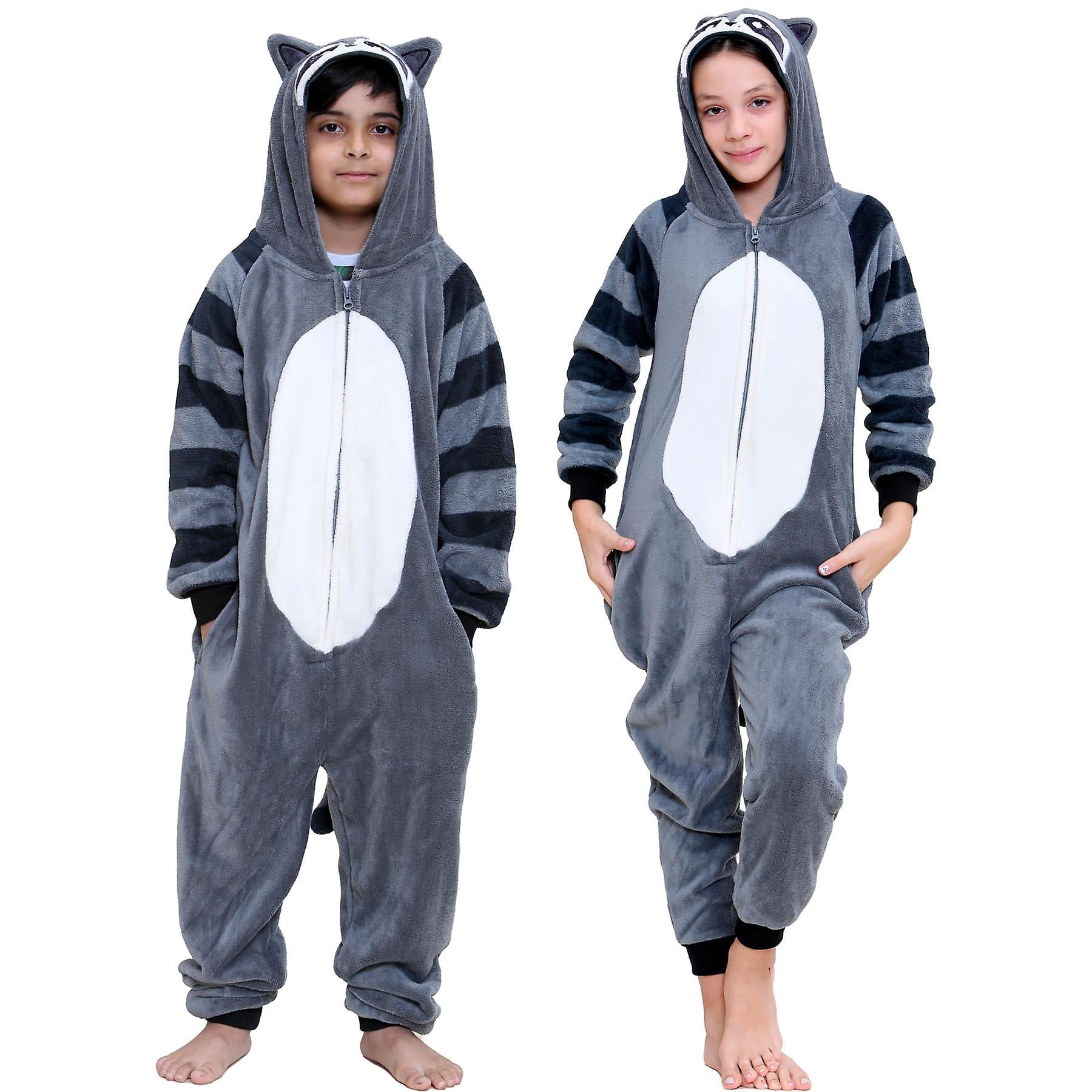 Combinaison une-Pièce en Molleton Super Doux pour Enfants Unisexe Raccoon