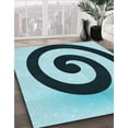 thumbnail image 3 of Ahgly Company Tapis d'Intérieur Lavable à la Machine, Carré, Transitionnel, Bleu Geai Bleu, Tapis de Zone, 8 Pieds Carré, 3 of 7