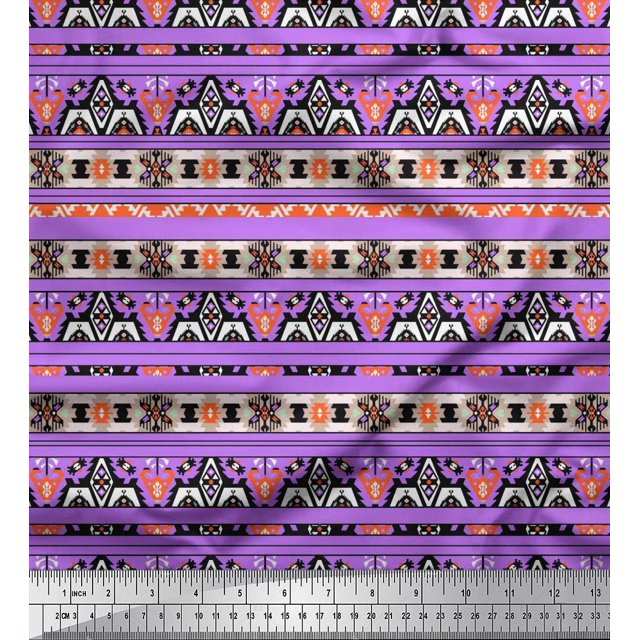 Soimoi Poly Georgette Fabric Aztec Southwestern Printed Craft Fabric by The Yard 52 Inch Wide