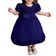 thumbnail image 2 of Robe Mi-Mollet à Manches Courtes et Col Rond, Tenue Formelle pour Enfants Incluant de Longues Robes Florales, Robes de Princesse, Robes à Fleurs pour Enfants, Robes de Mariage, Etc., 2 of 7