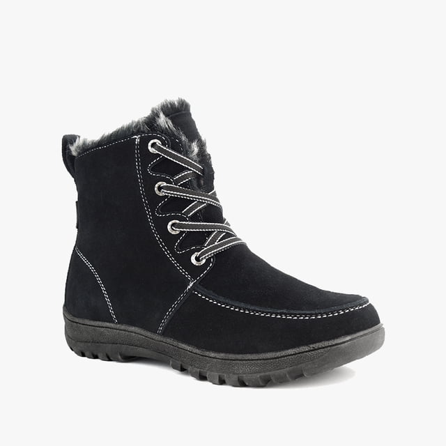 Comfy Moda Bottes d'Hiver en Suède Imperméables Doublées de Fourrure pour Femmes Warsaw Short