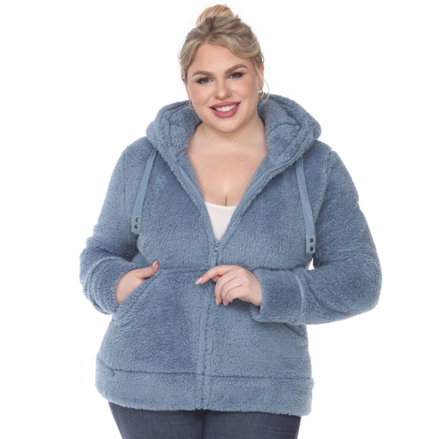 White Mark Veste Sherpa à Capuchon pour Femmes