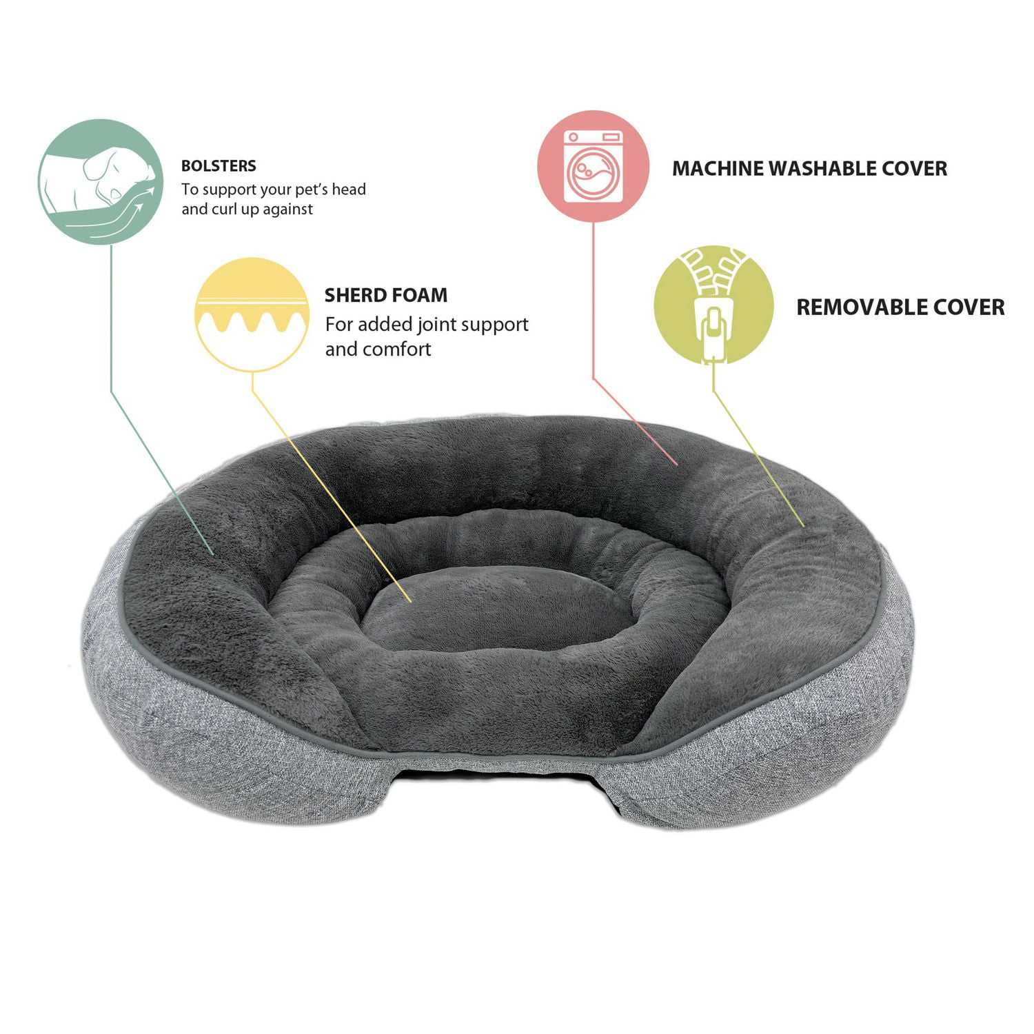 Vibrant Life 38 Po Grand Lit pour Chien Ovale Orthopédique de Détente