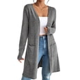 thumbnail image 1 of Cardigan Sweaters for Women Open Front Cardigan Casual Loose Fall Sweater with Pockets Gray M, 1 of 9