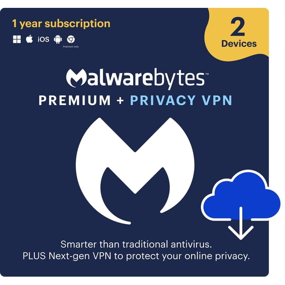 Malwarebytes Premium + Privacy VPN Bundle Bilingual 2-Device 1-Year Subscription [Download]