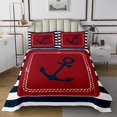 thumbnail image 1 of Erosebridal Anchor Print Coverlet Set Twin, Nautical Theme Bedding Set, Navy Red Bedroom Decor 2pcs, 1 of 5