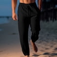 thumbnail image 1 of RXIRUCGD Men's Fashion Drawstring Elastic Waist Solid Color Casual Length Pants, Black, Size: M, 1 of 6