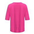 thumbnail image 4 of Erwazi T-Shirts à Manches Mi-Longues pour Femmes, Décontractés, Coupe Ample, Col Ras du Cou, Mignons, Unis, Tuniques Basiques, 4 of 5