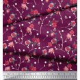 thumbnail image 2 of Soimoi Tissu en Rayonne Feuilles & Roses Imprimé Tissu d'Artisanat au Mètre 56 Pouces de Large, 2 of 3