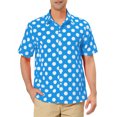 thumbnail image 1 of INSPIRE CHIC Men's Summer Polka Dots Shirt Button Down Short Sleeves Pattern Shirts S Blue, 1 of 7