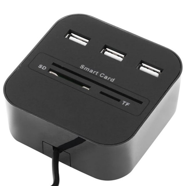 Lecteur de Puce Intelligent Lecteur de Carte HUB Portable à 3 Ports