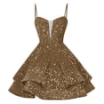 thumbnail image 1 of Amzcrzy Robes pour Femmes Robe à Dos Nu à Paillettes pour Femmes Col en V Sans Manches Robes de Cocktail Mode Robes Midi Fluides Robes de Fête, 1 of 5