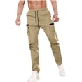 thumbnail image 3 of Styesk Men's Pants Men's Solid Color Casual Elastic Waistband Drawstring Pocket Workwear Pants, 3 of 9