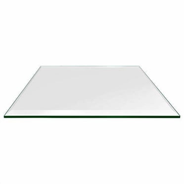Plateau de Table en Verre Carré de 10 Pouces - Trempé - 12 Pouces d'Épaisseur - Biseauté Poli - Coins Assouplis