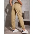 thumbnail image 4 of Timegard Joggers for Women Elastic High Waisted Drawstring Hiking Outdoor Workout Cargo Pants with Pockets, 4 of 5