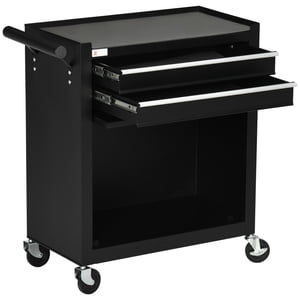DURHAND 2-Drawer Poitrine à outils roulants sur roues, Armoire à outils en métal pour entrepôt, atelier et garage, noir