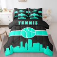 thumbnail image 1 of YST Teens Gaming King Comforter Set, 7 Pieces, Sports Motifs, Teal Black Bedding, 1 of 4