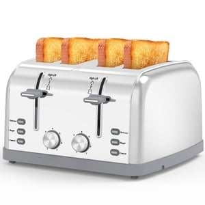 Toaster 4 Slice Retro Stainless Steel,Best Prime 4 Slice Toaster Wide Solt with 7 Shade Settings, Perfect for Waffles, Bagels and More Lainsten T-527