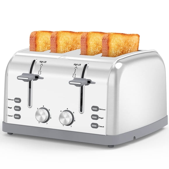 Toaster 4 Slice Retro Stainless Steel,Best Prime 4 Slice Toaster Wide Solt with 7 Shade Settings, Perfect for Waffles, Bagels and More Lainsten T-527