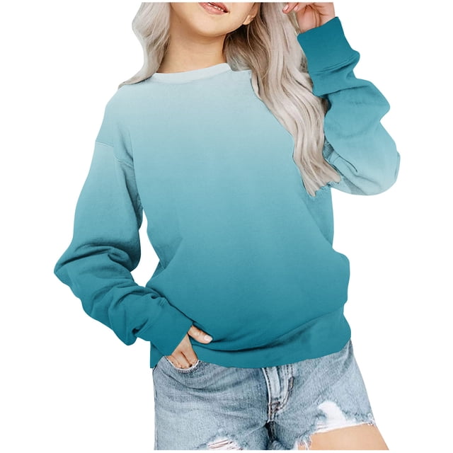 Yuyuzo Chandails en Molleton pour Filles Col Rond Manches Longues Décontracté Confortable Bloc de Couleur Pull d'Automne