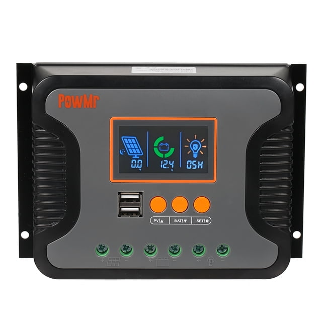 Riwcyla 80A Solar Power Controller PWM Battery Charging Controller ,48V Battery Solar Controller with BulkBoostFloat LCD Display /24V36V48V Auto Detection Dual 5V USB Output Controller