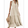thumbnail image 3 of Robe Chemise Sans Manches d'Été 2025 pour Femmes Col en V Décontractée Midi L, 3 of 10