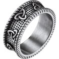 thumbnail image 1 of ORUYROP Men Vintage Celtic Rings, Can Engrave, Stainless Steel/Gold Plated/Black (Send Gift Box), 1 of 7
