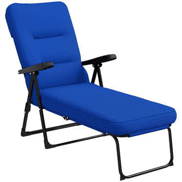 Outsunny Outdoor Lounge Chair w/ Cushion, Foldable Reclining Patio Chair