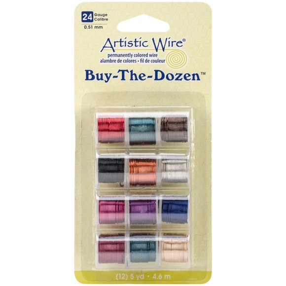 Beadalon BTD-24 Permanently Colored Copper Wire 5 Yards 12-Pkg-24 Gauge