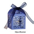 thumbnail image 3 of 50 Pieces Gift Boxes Snack Chocolate Engagement Case Solid Color Cookie Package Holder Paper Decorative Atmospheres Packing Ribbon Hollow Container Blue, 3 of 8