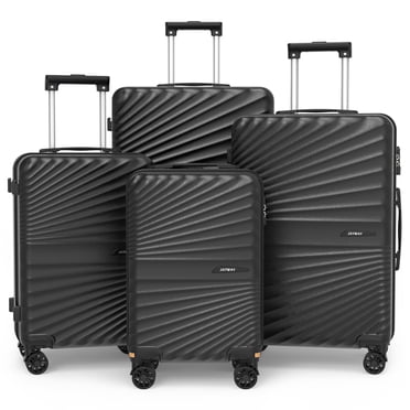 Joyway 4-Piece Hardside Luggage Set with Spinner Wheels and TSA Lock, Lightweight Carry-On Luggage Set for School, Travel, Weekend (Black)