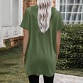 thumbnail image 4 of Qertyioot Women's Solid Color Hooded Drawstring Round Neck Short Sleeved T-shirt Loose Top, 4 of 6