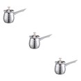 thumbnail image 1 of relayinert Casserole à Lait avec Long Manche en Acier Inoxydable de Qualité Alimentaire Durable Tasse Turque Non Toxique Résistante aux Impacts Argent 400 ml Ensemble de 3, 1 of 1