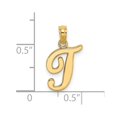 thumbnail image 3 of Diamond2Deal 14K Yellow Gold Script Letter T Initial Pendant for Women (L- 0.69inch, W- 0.38inch), 3 of 6